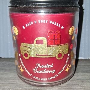 Bath & Body Works Frosted Cranberry Candle - Festive Red and Gold